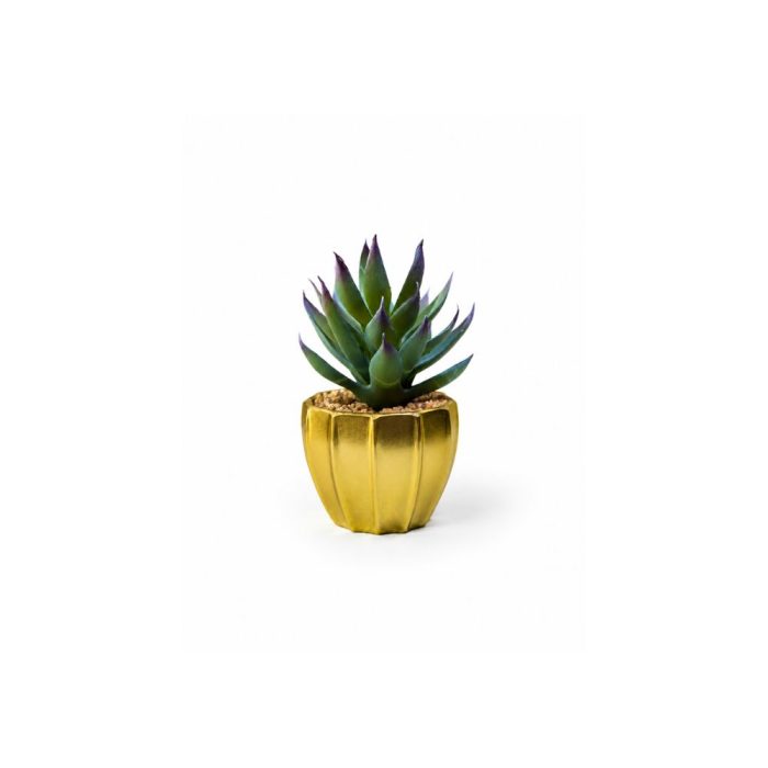 Plante artificielle grasse en pot doré  Décoration élégante et sans entretien (15cm) – Image 1