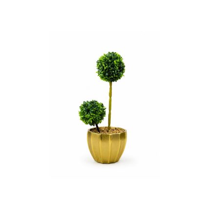 Plante artificielle topiaire en pot doré  (24cm)