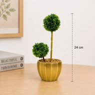 Plante artificielle topiaire en pot doré (24cm) – Image 2