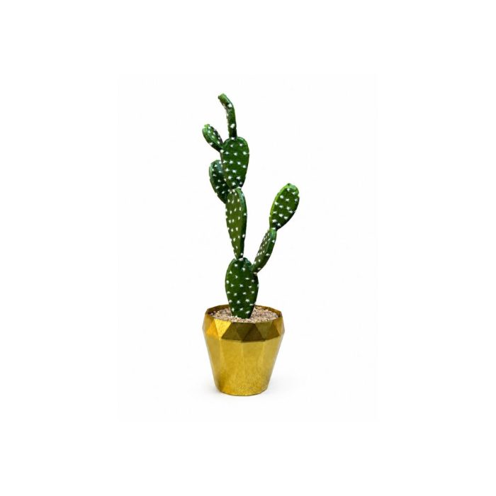 Cactus artificiel décoratif en pot doré design (40 cm) – Image 1