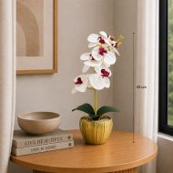 Orchidée blanche artificielle en pot doré – Élégance et décoration intérieure moderne(45cm) – Image 2