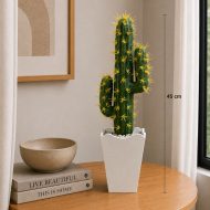Cactus artificiel décoratif en pot blanc – Plante design pour décoration intérieure moderne(45cm) – Image 2