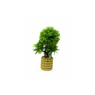 Topiaire artificiel vert en pot doré design (30 cm)