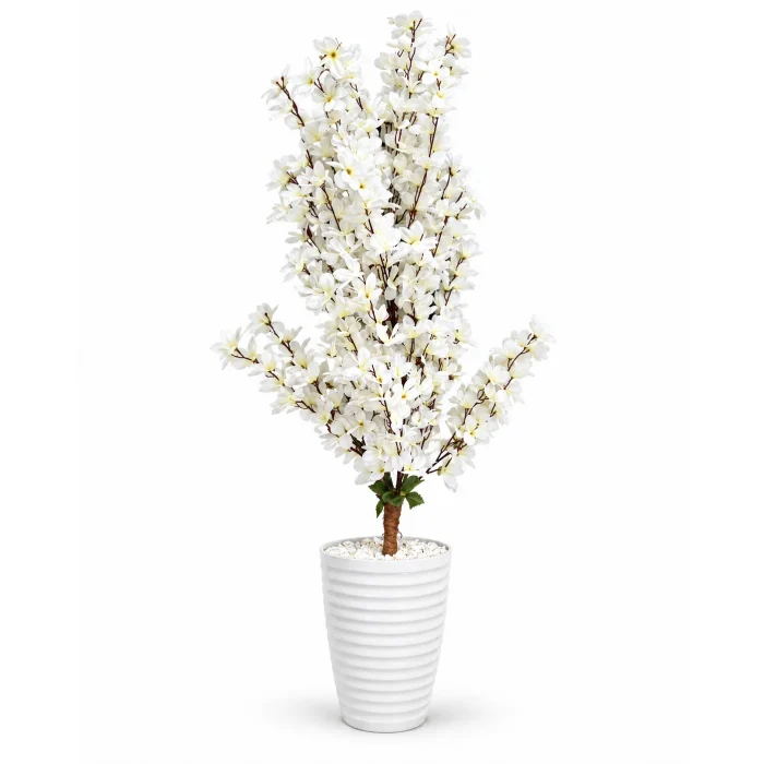 plantora-arbre-blanc-120cm-pot-blanc-carre Arbre artificiel à fleurs blanches de 120 cm, pot blanc compris – Plantora